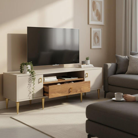Comoda TV ROMA 180x36x53cm, Bej cu Lemn