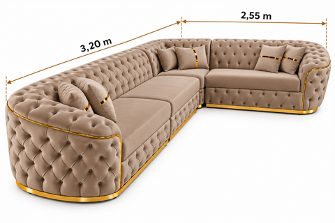 COLTAR EXTENSIBIL PARIS 320x255CM, FIX, CAPUCINO CU AURIU