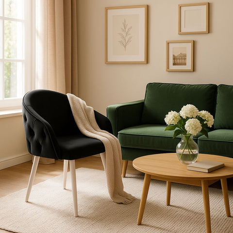Scaun ACCENT, lemn alb / catifea neagra