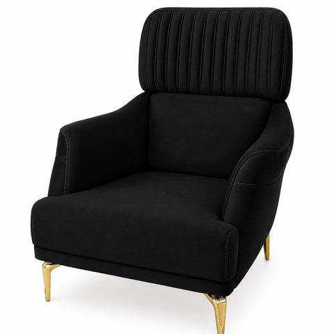 Fotoliu STIL Gold , tapiterie catifea neagra