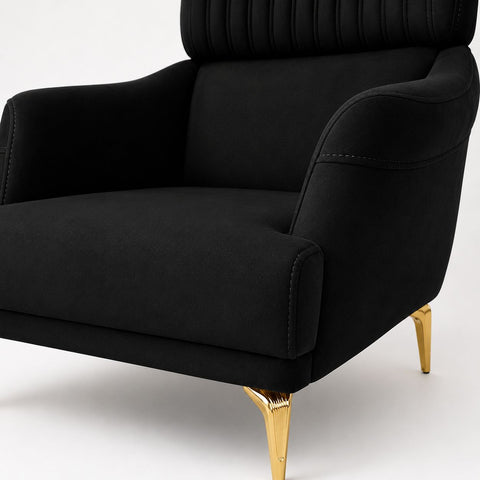 Fotoliu STIL Gold , tapiterie catifea neagra