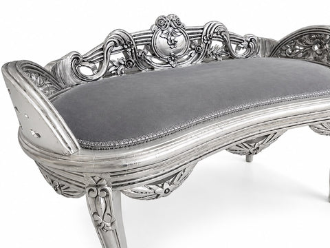 Banchetica Elizabeth II cadru argintiu - tapiterie gri