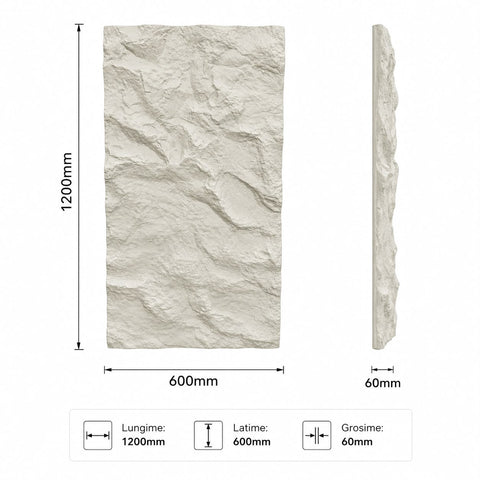 Panou decorativ 3D Stone-Rock 1200x600x60 mm Bej