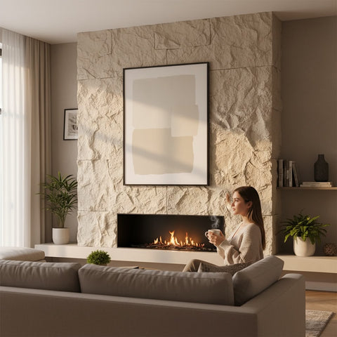 Panou decorativ 3D Stone-Rock 1200x600x60 mm Bej