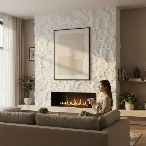Panou decorativ 3D Stone-Rock 1200x600x60 mm Alb