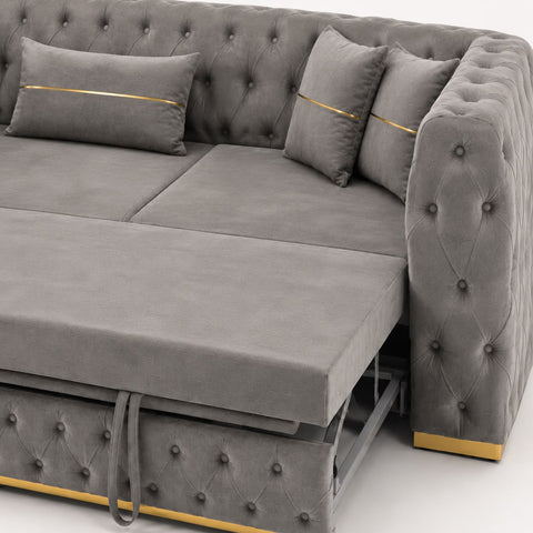 Coltar EXTENSIBIL LUNA Tip L SEZLONG STANGA , GRI CU GOLD 290 x 150 cm