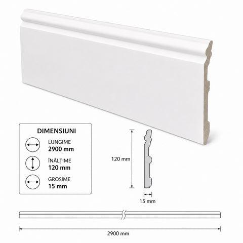 PLINTA DECORATIVA DIN POLIMER DUR 2900x120x15mm