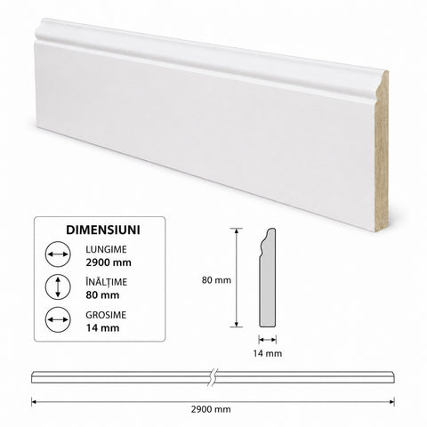 PLINTA DECORATIVA DIN POLIMER DUR 2900x80x14mm