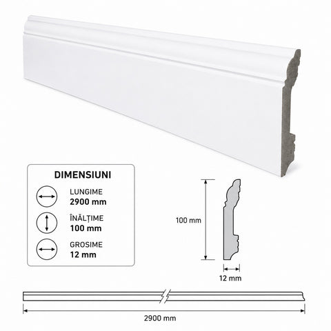 PLINTA DECORATIVA DIN POLIMER DUR 2900x100x12mm