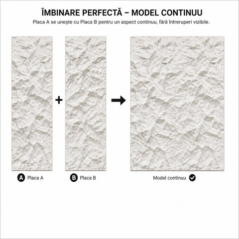 Panou decorativ 3D Stone-Rock Alb 2900x600x50mm