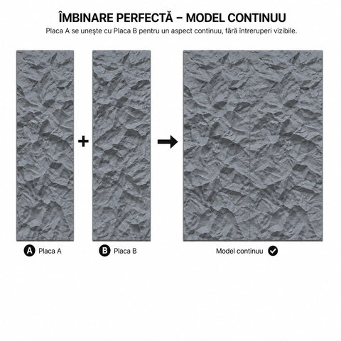 Panou decorativ 3D Stone-Rock Gri Antracit 2800x600x50mm