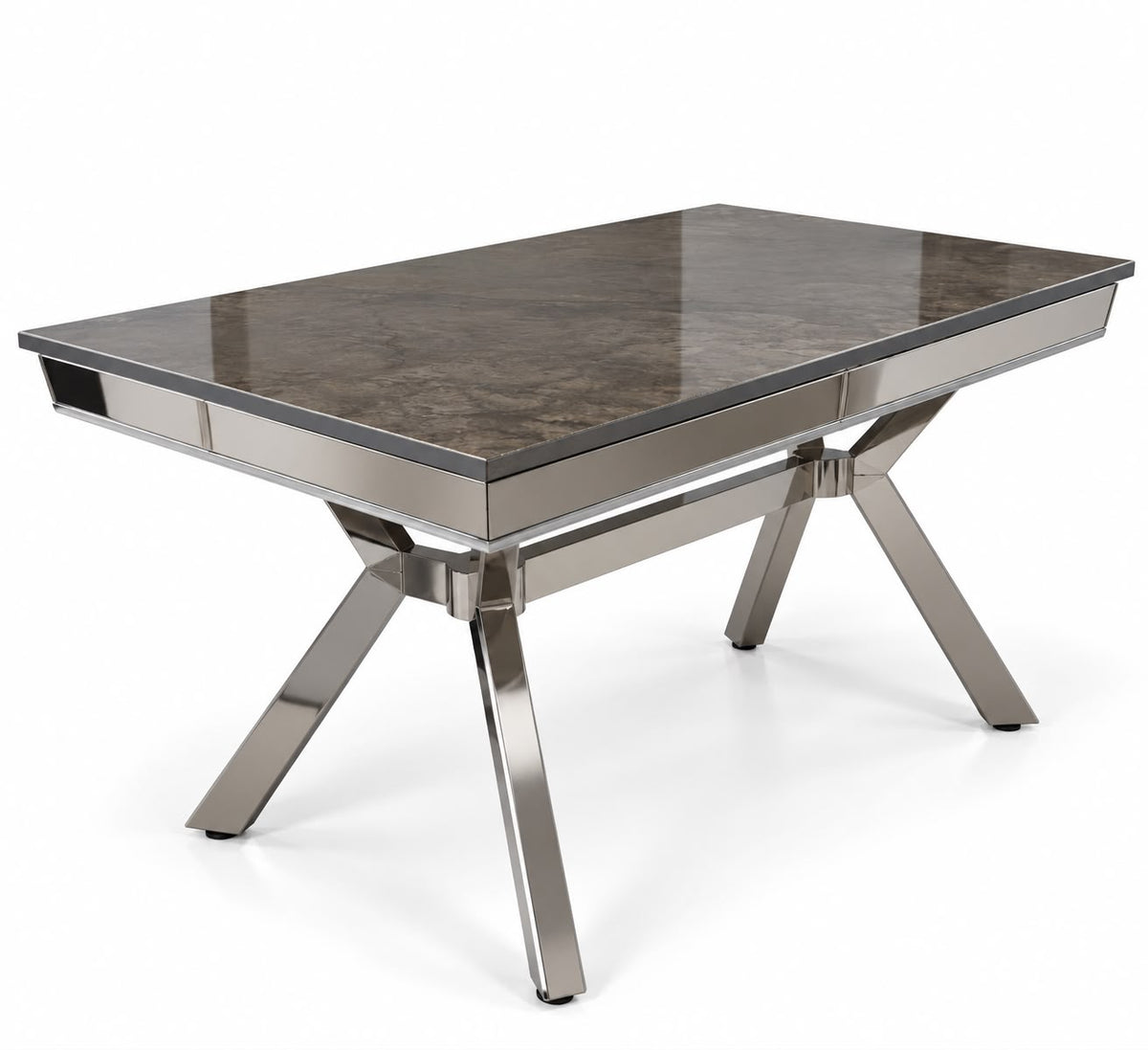 Masă Dining BELLAGIO – 160×90×75 cm – Argintiu & Antracit