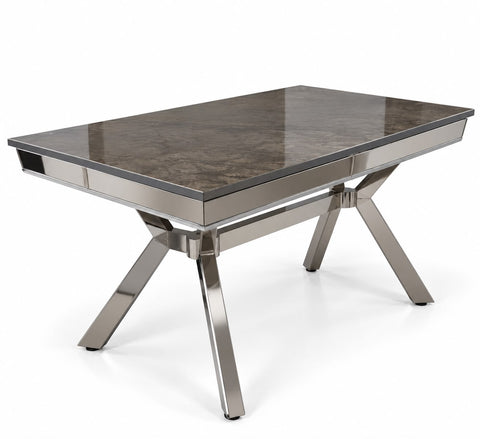 Masă Dining BELLAGIO – 160×90×75 cm – Argintiu & Antracit