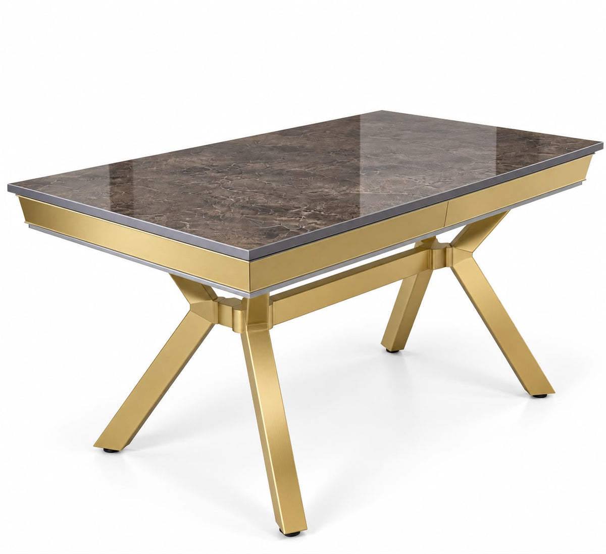 Masă Dining BELLAGIO – 160×90×75 cm – Auriu & Antracit