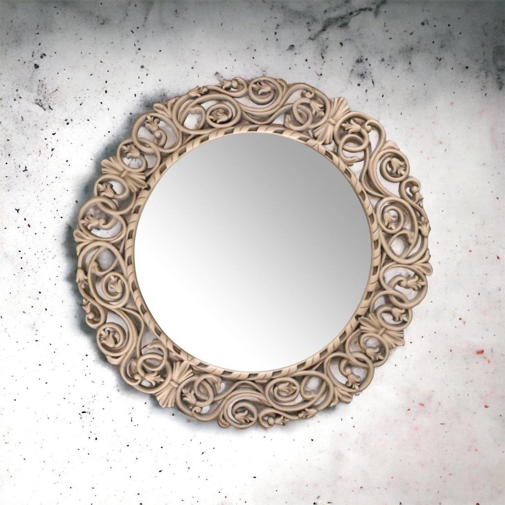 Oglinda rotunda clasica , rama lemn masiv Ø95 - DCO87 – DecorClasic.ro
