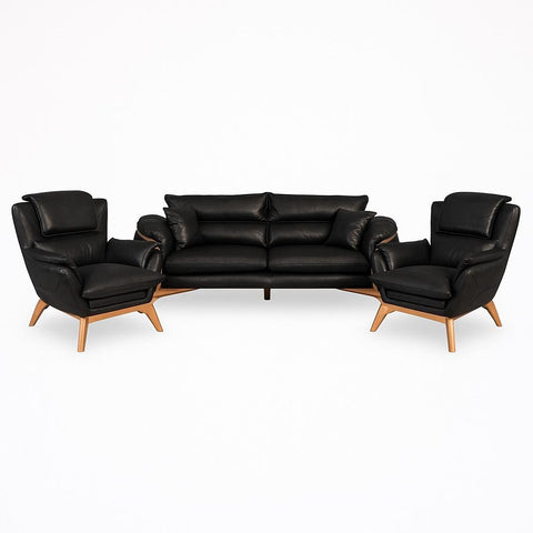 SET 3/1/1 CANAPEA LUXURY ELITE 3 LOCURI SI 2 FOTOLII, TAPITERIE NEAGRA
