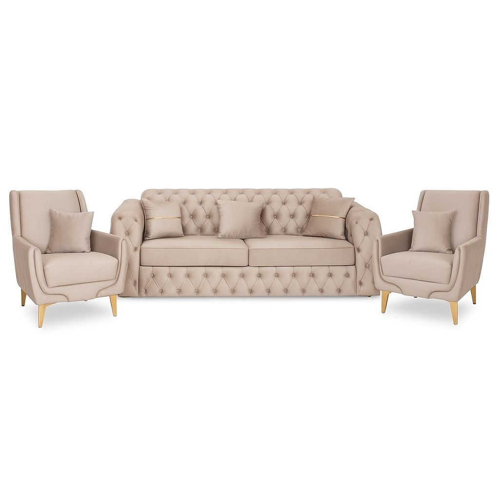 SET 3/1/1 Canapea extensibila MILANO 3 locuri SI 2 FOTOLII, tapitata capucino