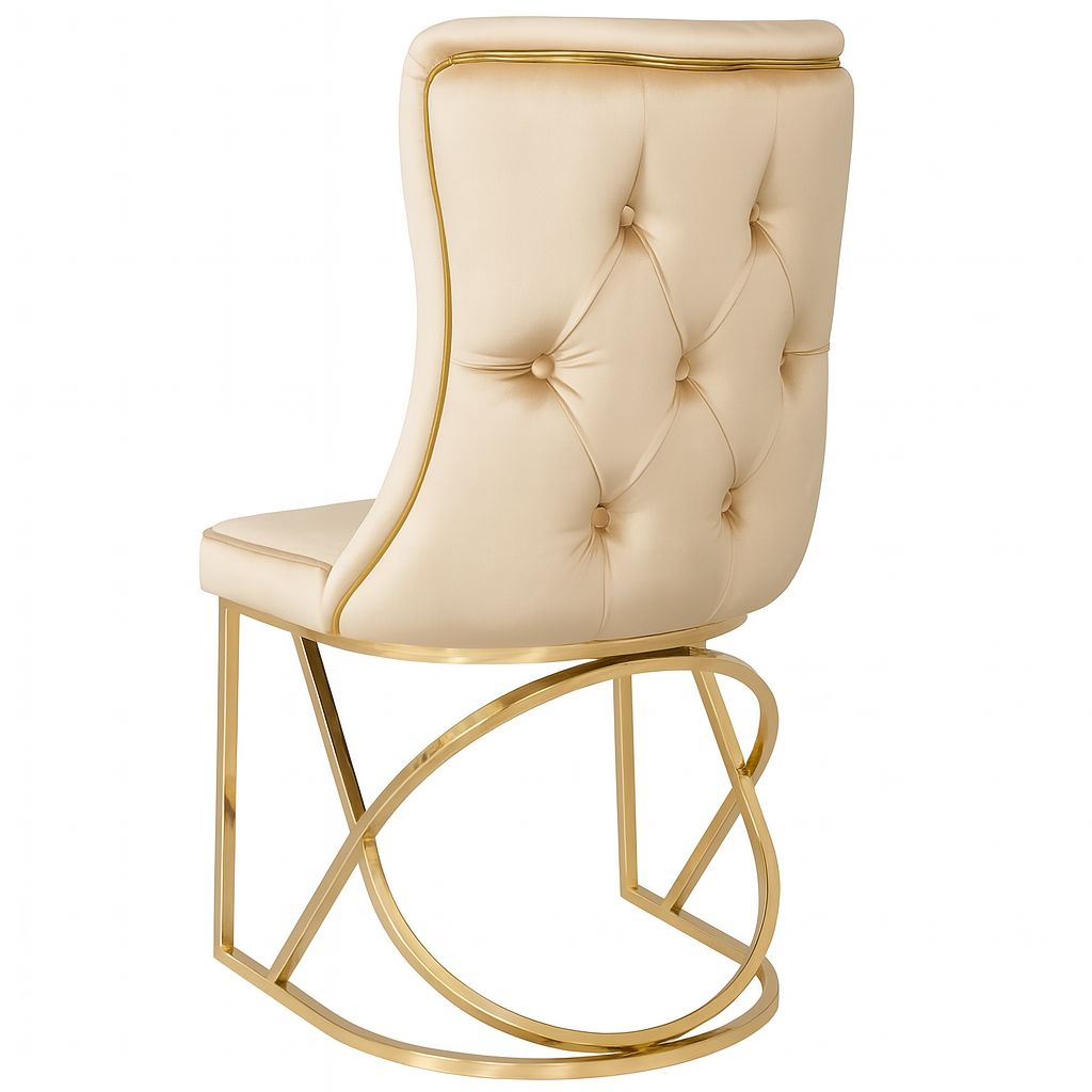 Scaun DELUXE metal auriu / catifea bej cu auriu