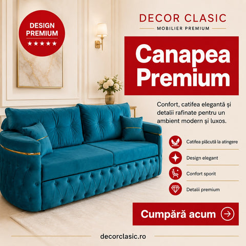 Canapea extensibila RIO LUX 3 locuri, tapitata turcoaz