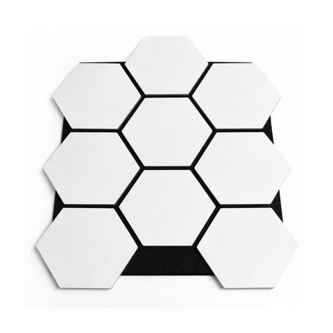 PANOU HEXAGONAL 3D ALB 800X650X16MM