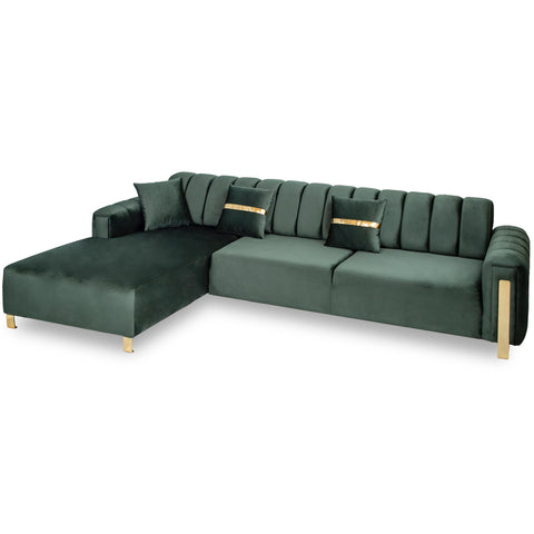 Coltar Florensa electric, verde cu auriu 320 x 180 cm - sezlong stanga