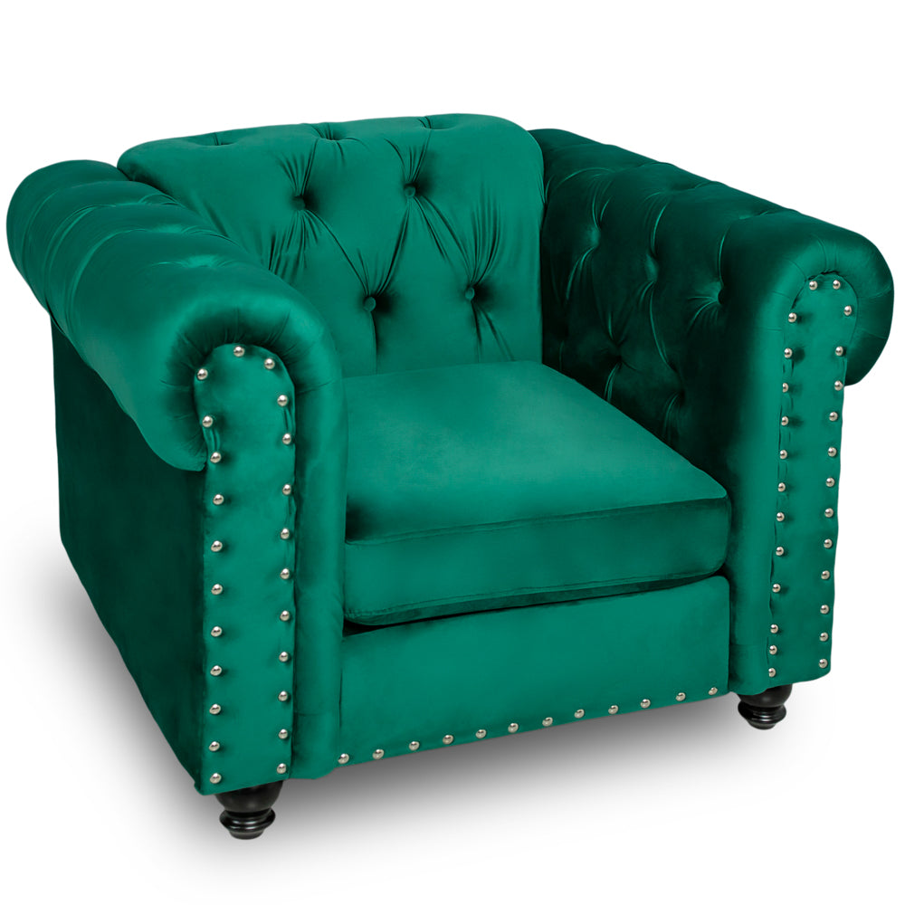 Fotoliu CHESTERFIELD, catifea verde smarald 100x90x75cm