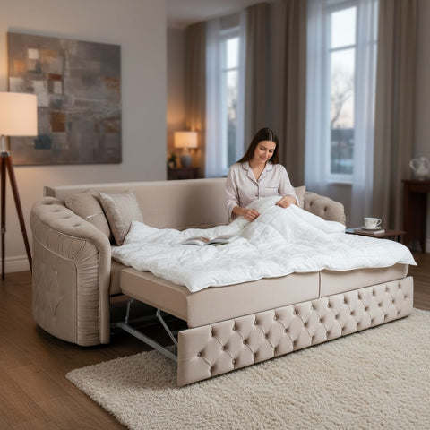 SET 3/1/1 CANAPEA EXTENSIBILA CU 2 FOTOLII PARIS II, Catifea BEJ