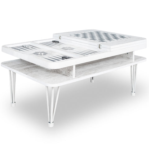 Masa de cafea + sah si table, 100x60x45cm , white antique