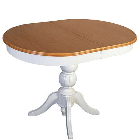 Masa dining ovala alba cu extensie 110/140 x 72cm "wood top"