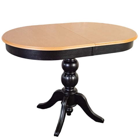 Masa dining ovala neagra cu extensie 110/140 x 72cm "wood top"