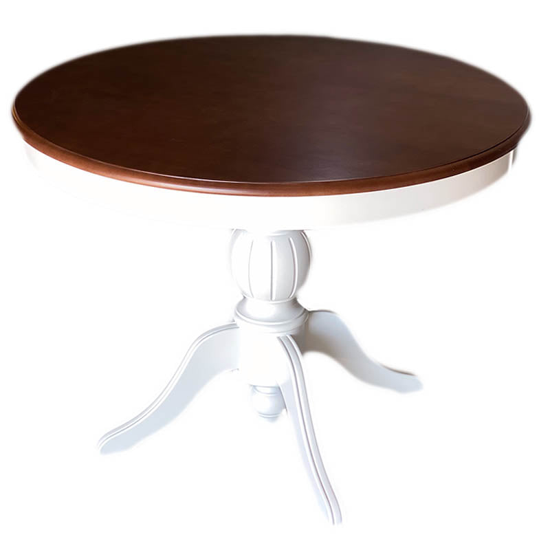 Masa dining rotunda alba 100cm cu blat "wood top"