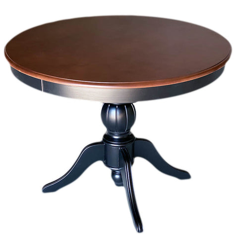 Masa dining rotunda neagra 100cm cu blat "wood top"