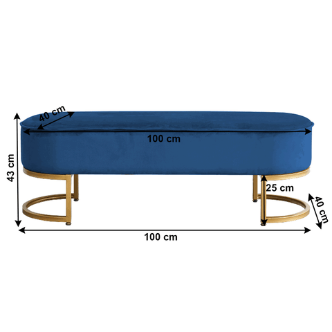 Bancheta MIRILA, catifea albastra / crom auriu