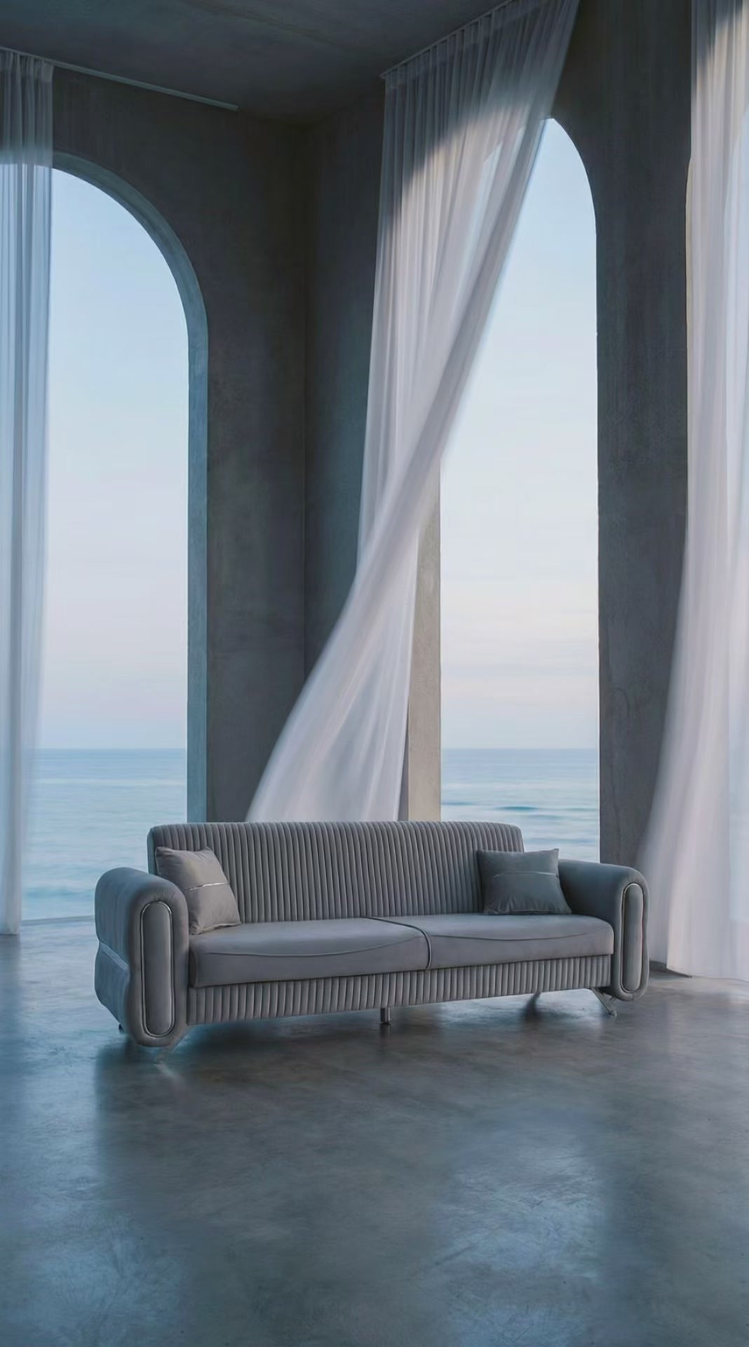 CANAPEA 3 LOCURI PALACE GRI - EXTENSIBILA, CLICK CLACK