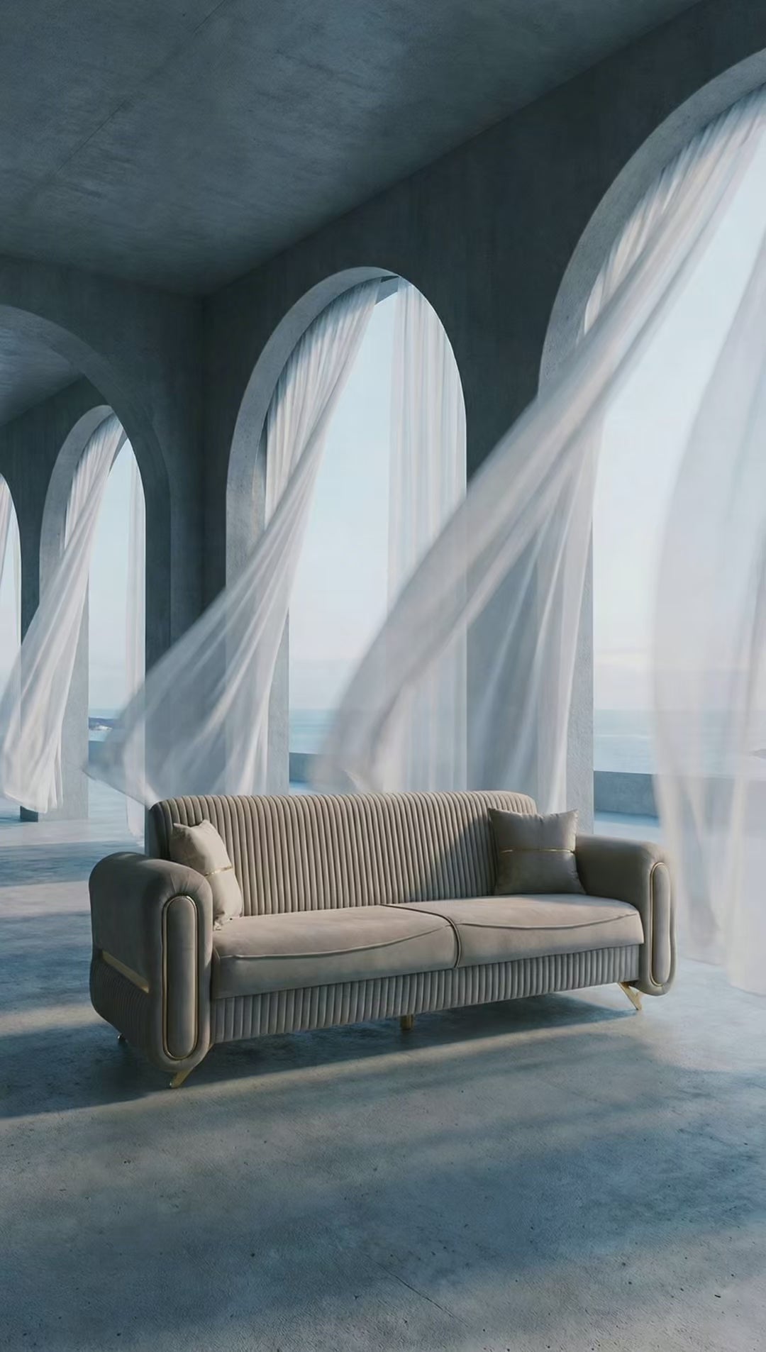 CANAPEA 3 LOCURI PALACE CAPUCINO - EXTENSIBILA, CLICK CLACK