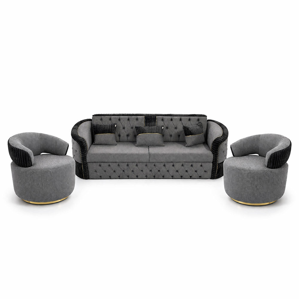SET 3/1/1 CANAPEA EXTENSIBILA CU 2 FOTOLII ANCOR, GRI