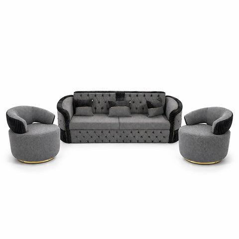 SET 3/1/1 CANAPEA EXTENSIBILA CU 2 FOTOLII ANCOR, GRI