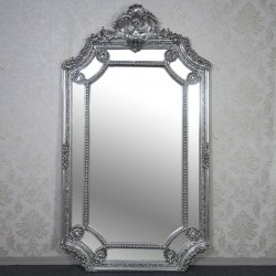 Oglinda baroc XXL argintie 200cm x 110cm