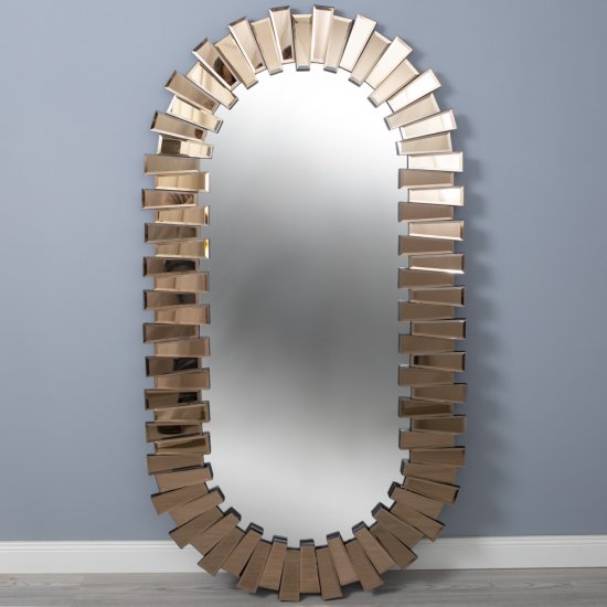 Oglinda ovala BRONZE fatetata tip mozaic