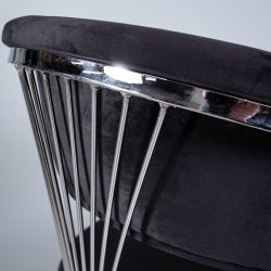 Scaun ALLEGRA - BAR 117cm, argintiu cu tapiterie neagra