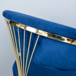 Scaun ALLEGRA - BAR 117cm, auriu cu tapiterie albastra