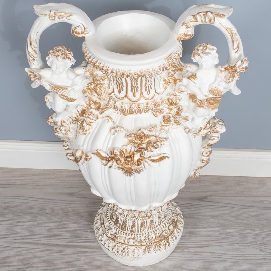 Vaza decorativa alb&auriu, stil clasic baroc 48 x 62cm