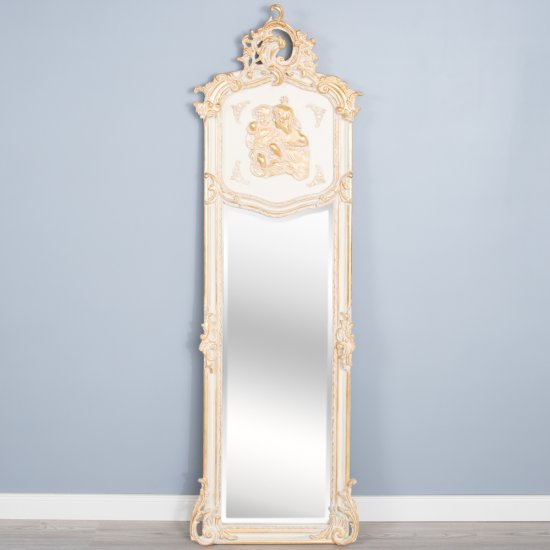 Oglinda clasica alb cu auriu antic 180cm x 50cm