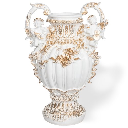 Vaza decorativa alb&auriu, stil clasic baroc 48 x 62cm