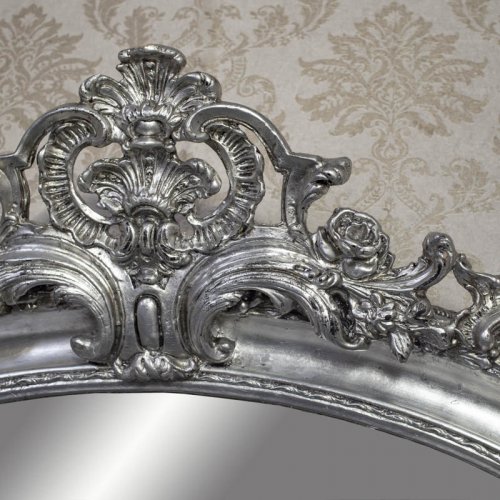 Oglinda baroc XXL ovala argintie 150x130cm       