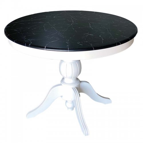 Masa dining rotunda alba 100cm cu blat "marble style"